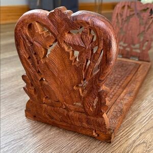 Intricately Carved Wooden Book Stand